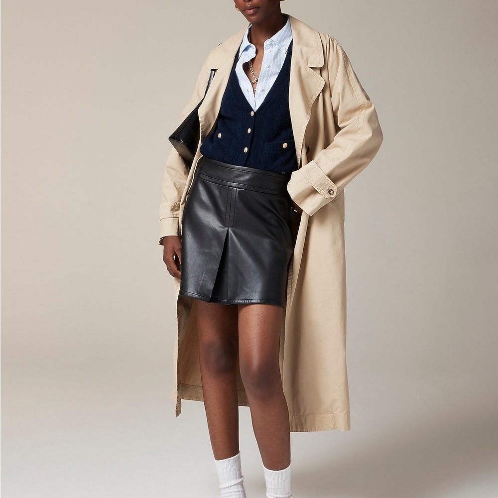 J. Crew Center-pleat mini skirt in faux leather
